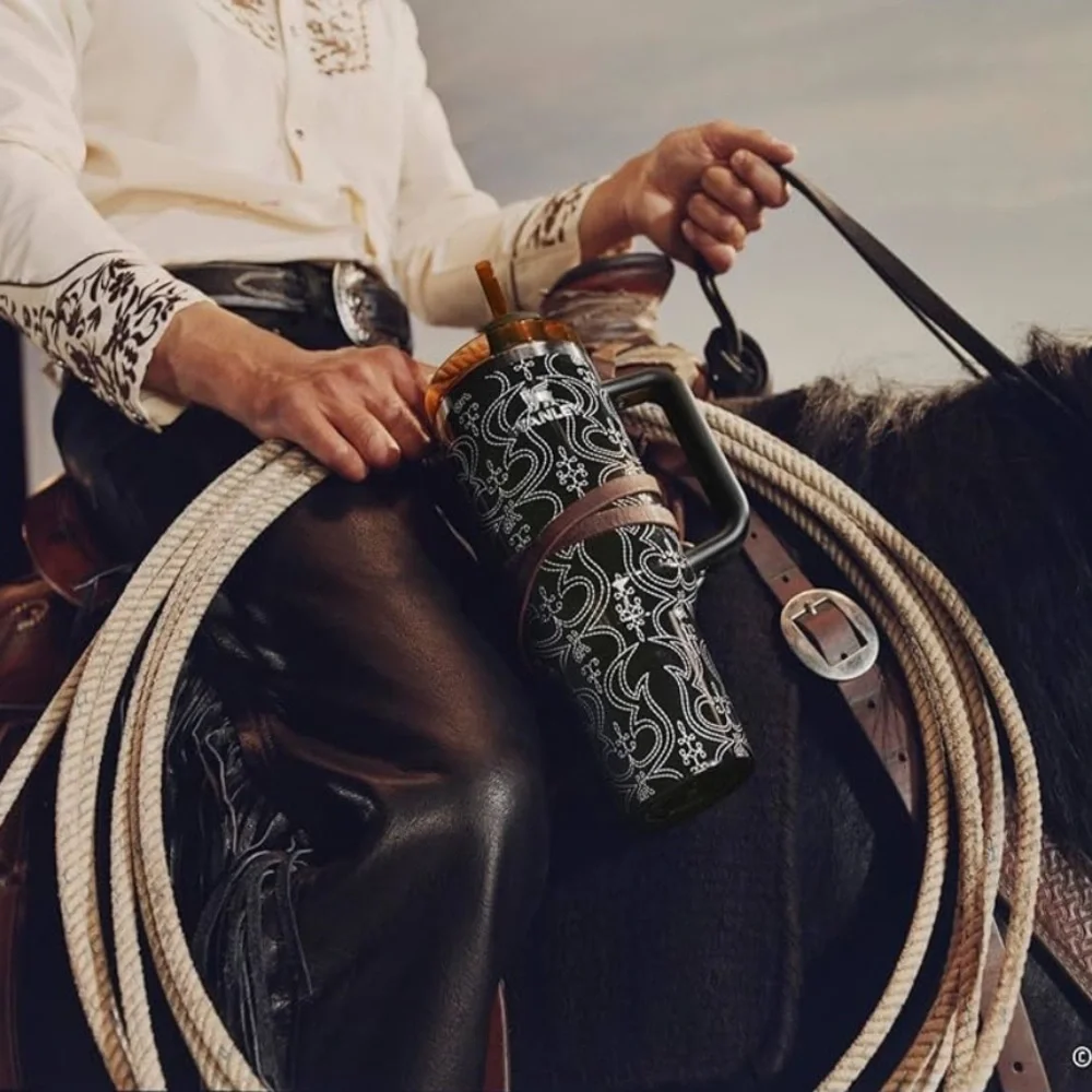 NIB Stanley x Barbie ‘80s Western Ken™ 40oz Tumbler-Midnight Black/Buckle 🤠